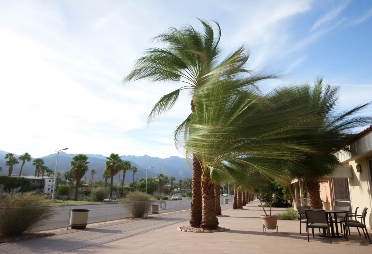 Strong winds in Coachella Valley during the wind advisory.