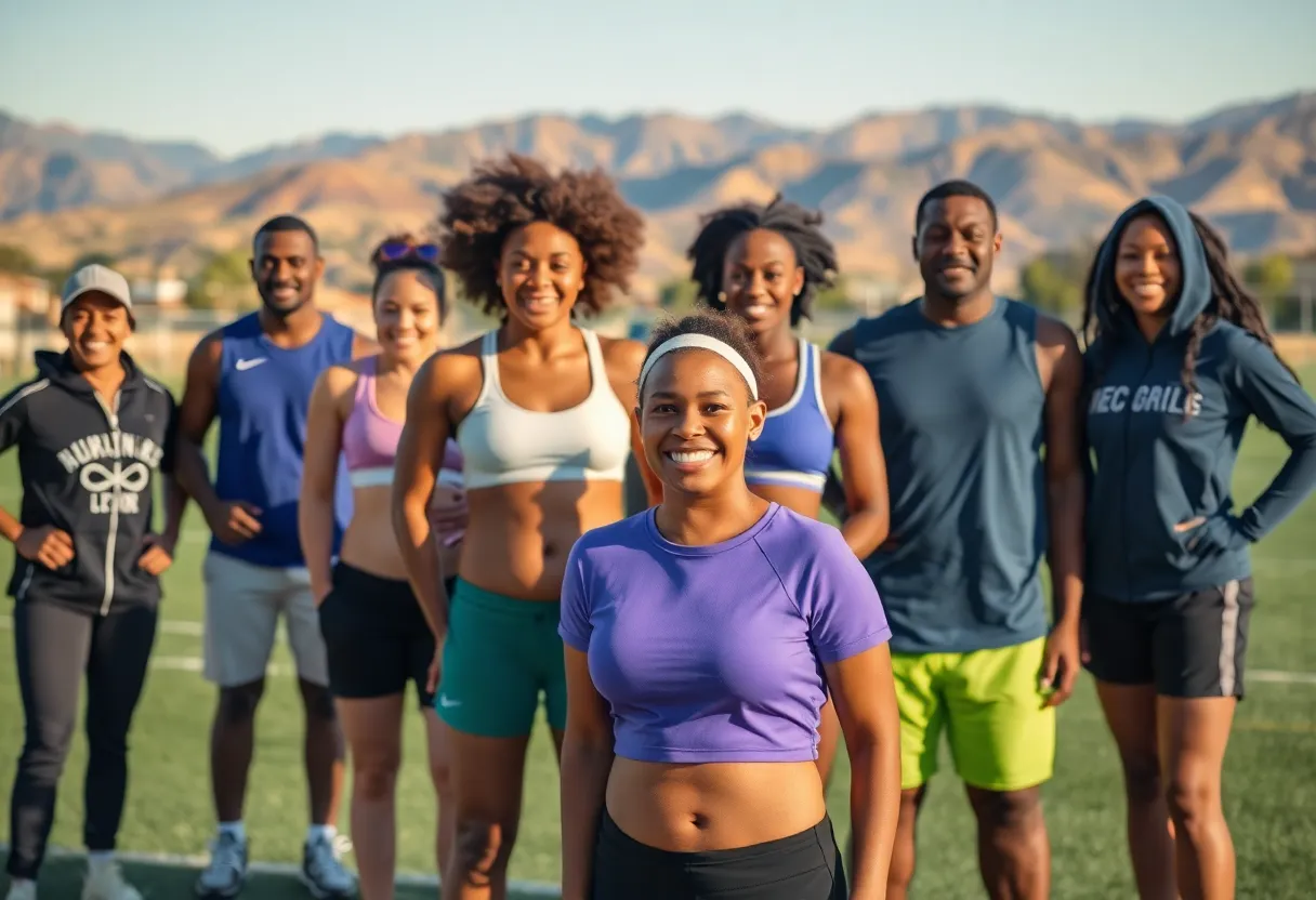 Diverse athletes together in a sports environment representing inclusivity.