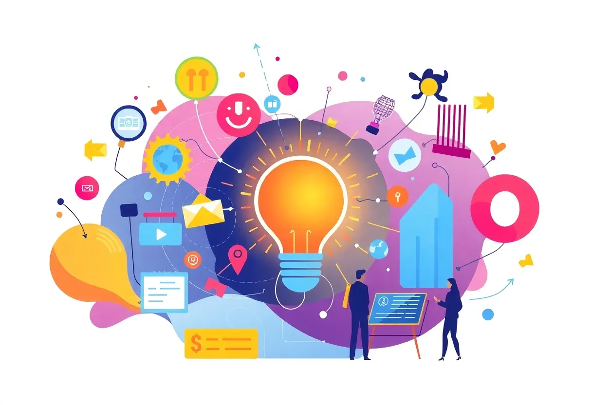 Illustration depicting innovation in various industries for Fortune 2025 list.