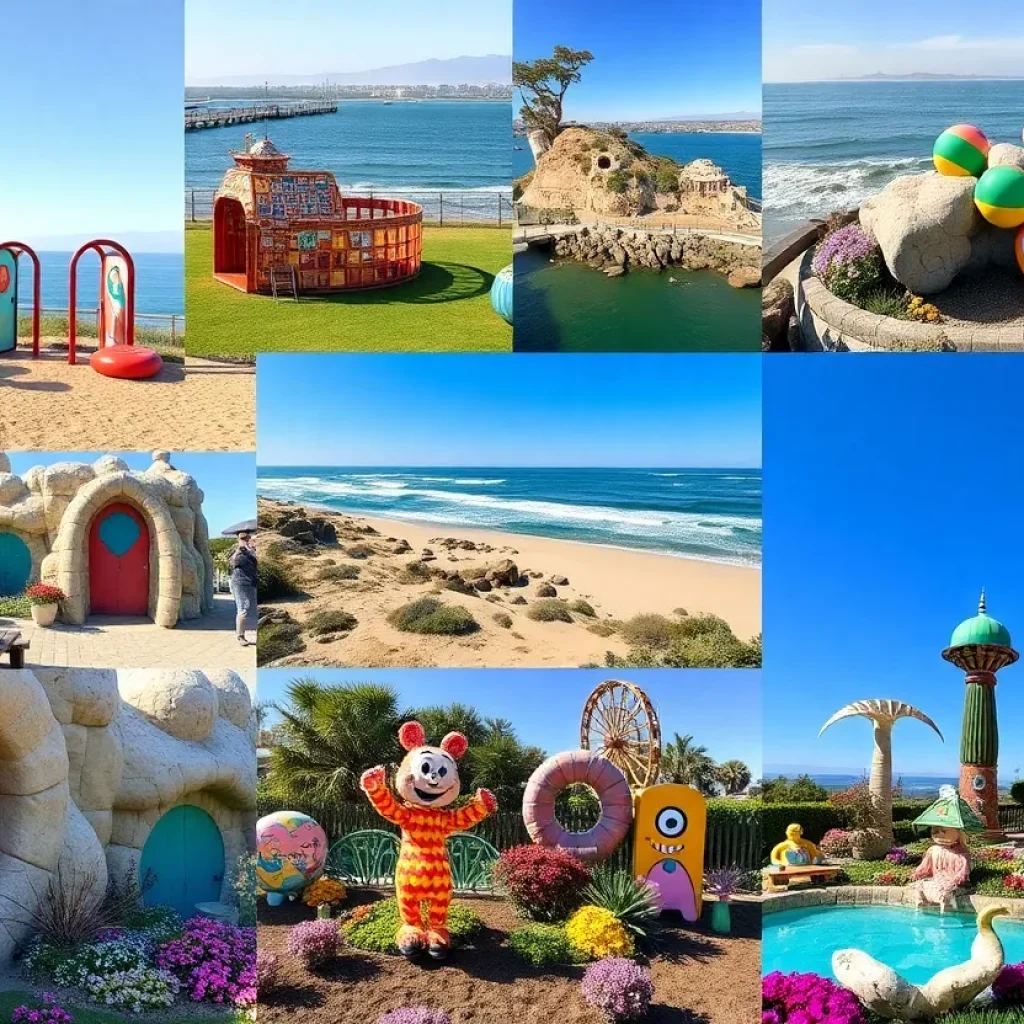 A collage of San Diego's hidden gems, featuring unique attractions and vibrant colors.