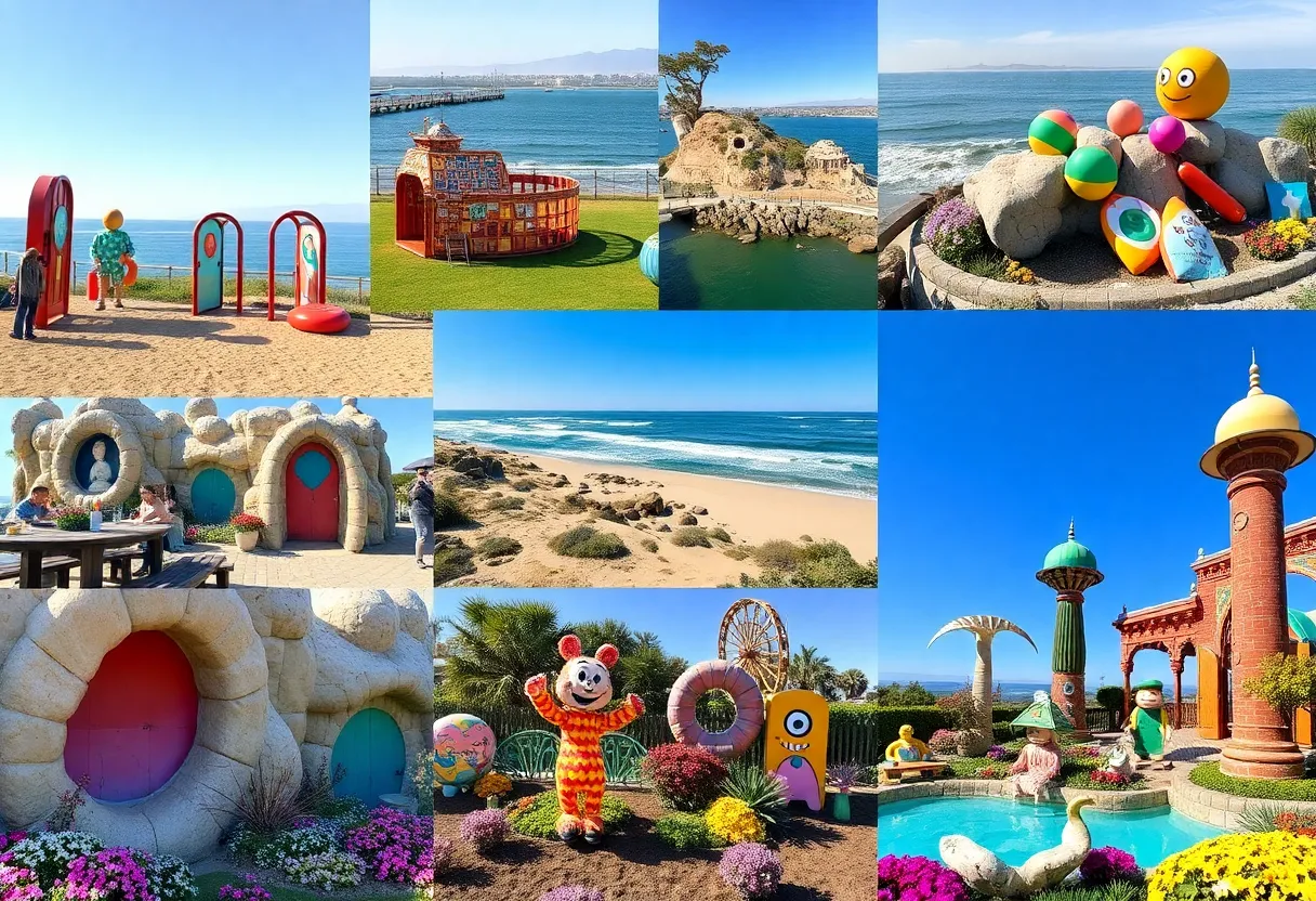 A collage of San Diego's hidden gems, featuring unique attractions and vibrant colors.