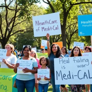 Community members rallying for Medi-Cal funding in San Diego