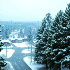 Snow-covered landscape in San Diego County during winter storm