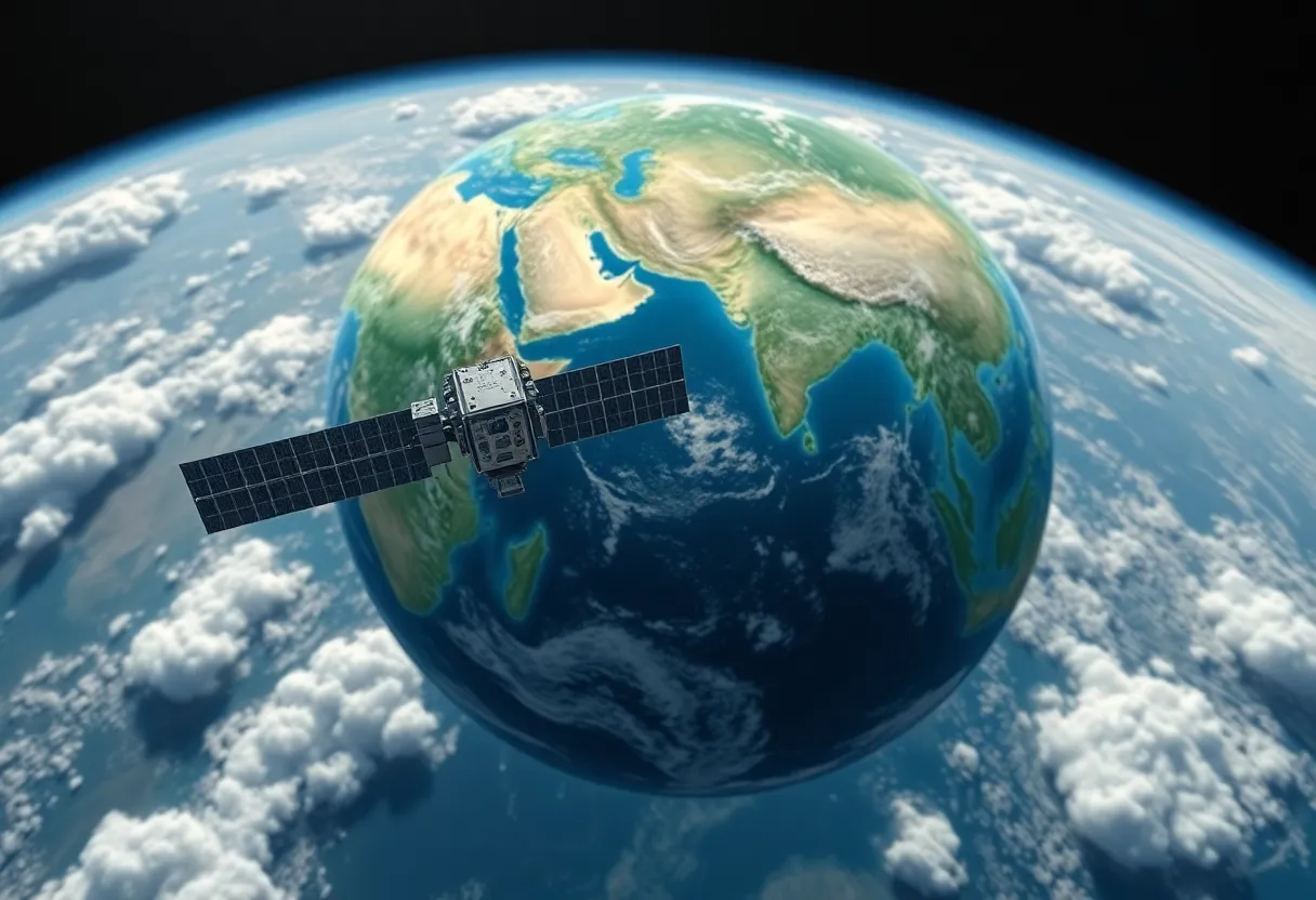 Satellite image depicting monitoring of methane emissions from space.