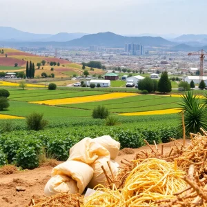 Vibrant agricultural landscape of California representing economic strength.