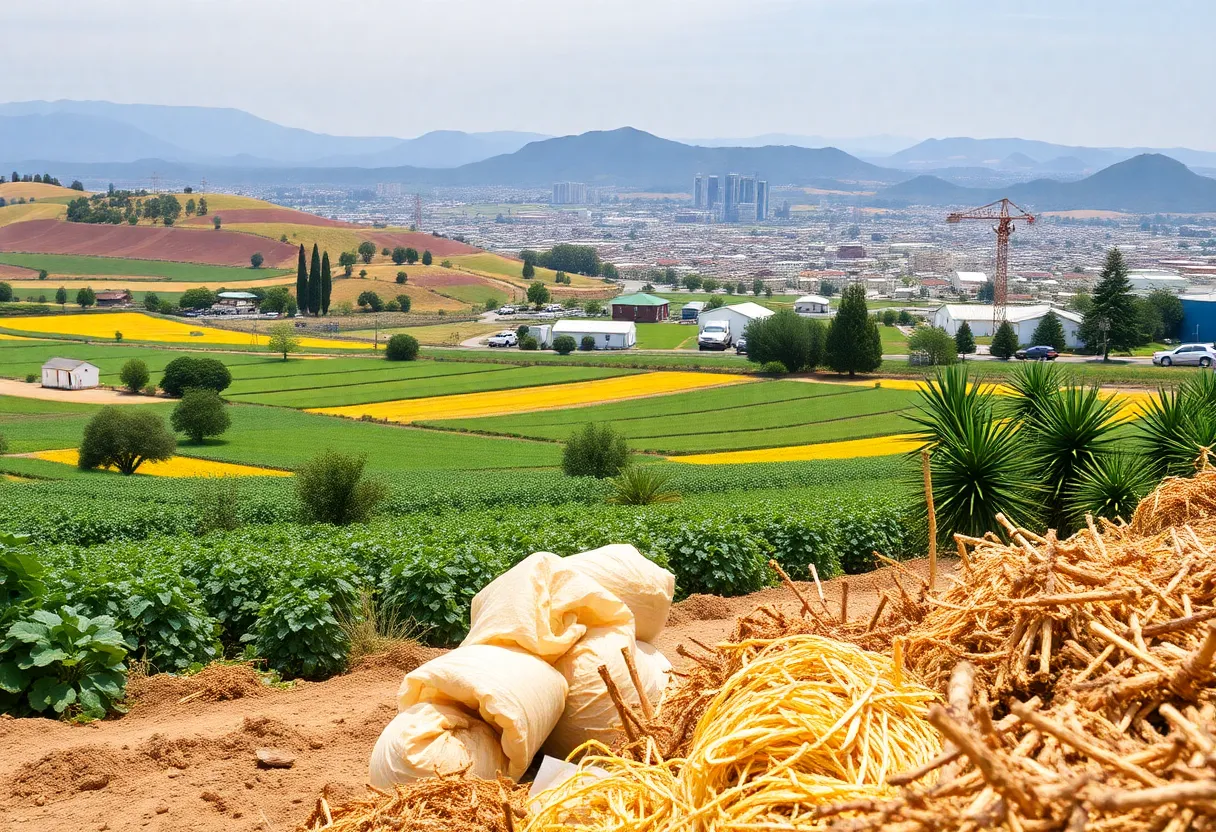 Vibrant agricultural landscape of California representing economic strength.