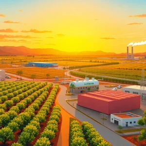 California's agriculture and manufacturing sectors, including almond orchards.
