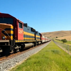 A freight train in California focusing on safety measures