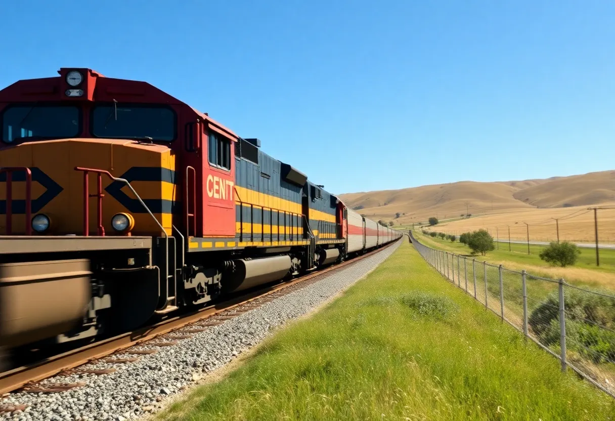 A freight train in California focusing on safety measures