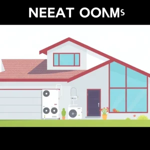 A modern home with heat pumps installed in a sunny California setting