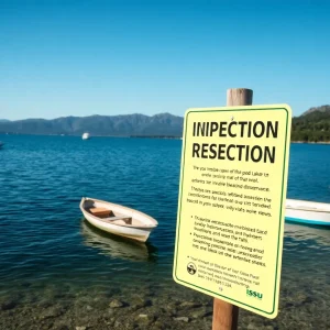 Inspection of boats at a California lake for golden mussels