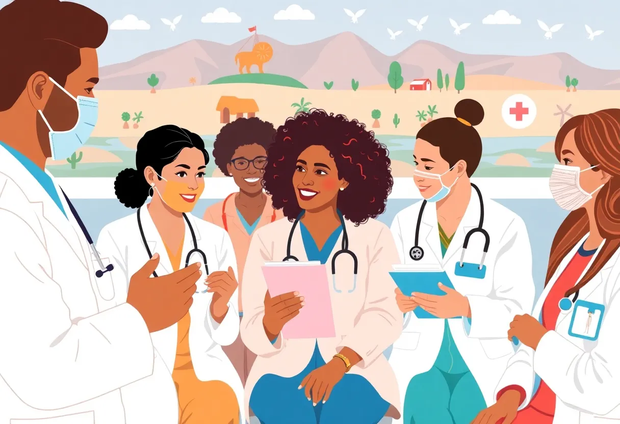 Diverse individuals receiving healthcare in California