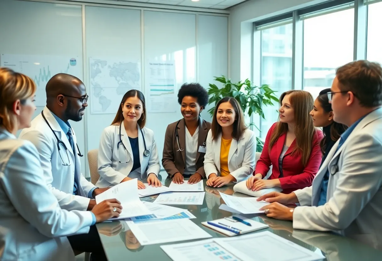 Healthcare professionals analyzing Medicaid budget issues
