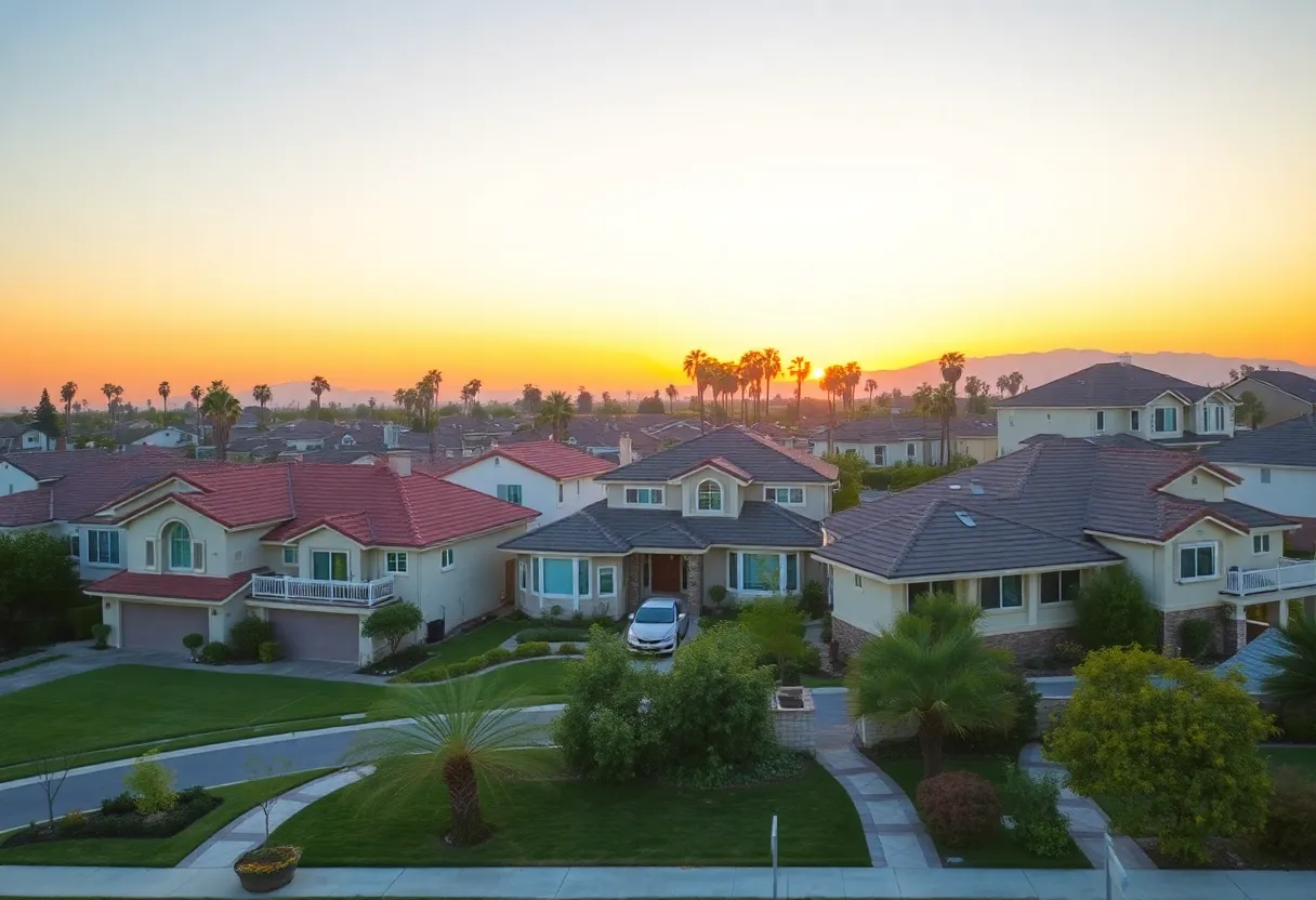California neighborhood with homes representing affordable housing issues