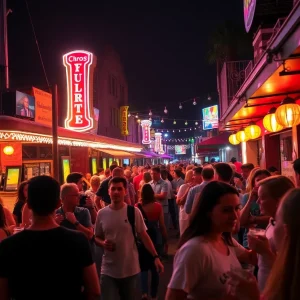 Crowds enjoying nightlife in California with extended alcohol hours