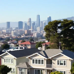 Overview of California housing market with urban skyline