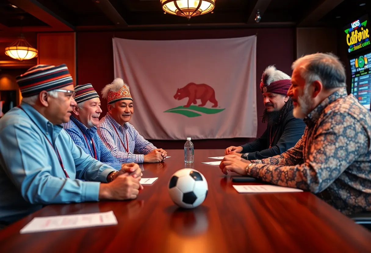 Meeting between tribal leaders and sportsbook operators for online sports betting discussions in California.