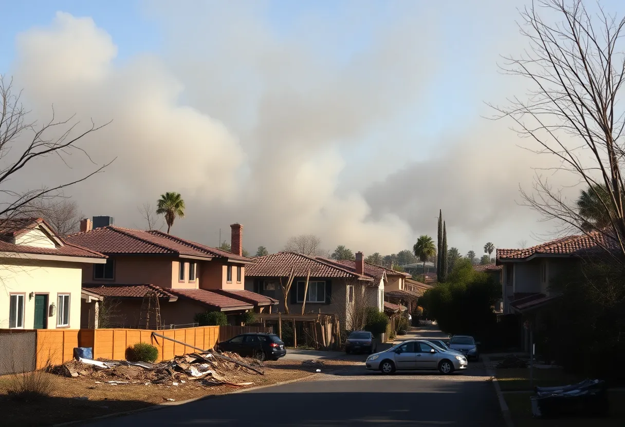 Damaged homes in California after wildfires illustrating the insurance crisis