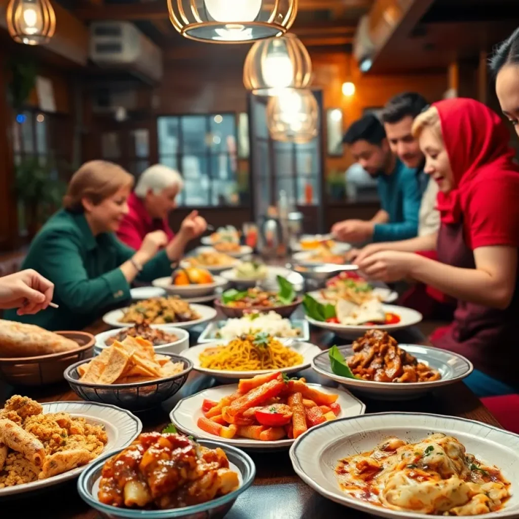 Diverse and colorful culinary dishes presented in an elegant setting