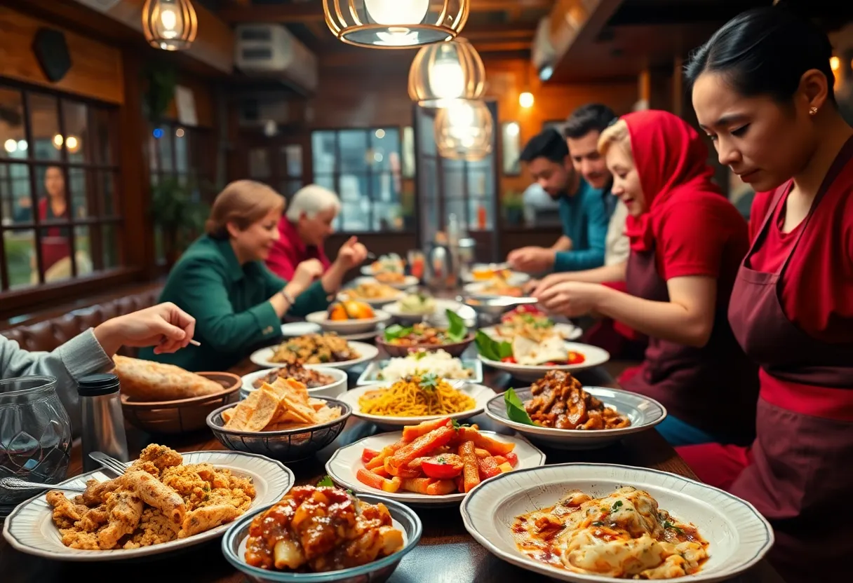 Diverse and colorful culinary dishes presented in an elegant setting