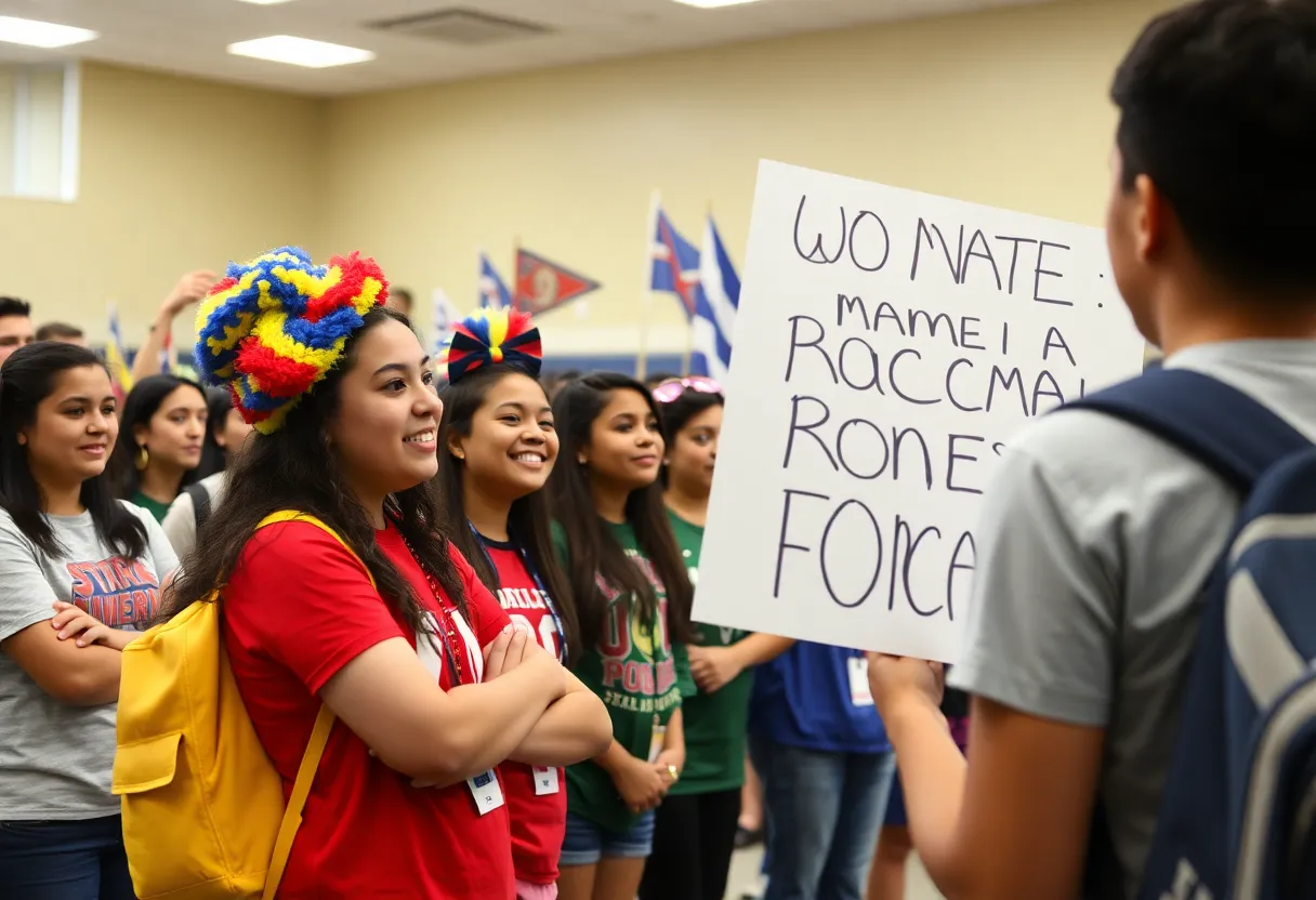 Students at Clairemont High School discussing mascot renaming