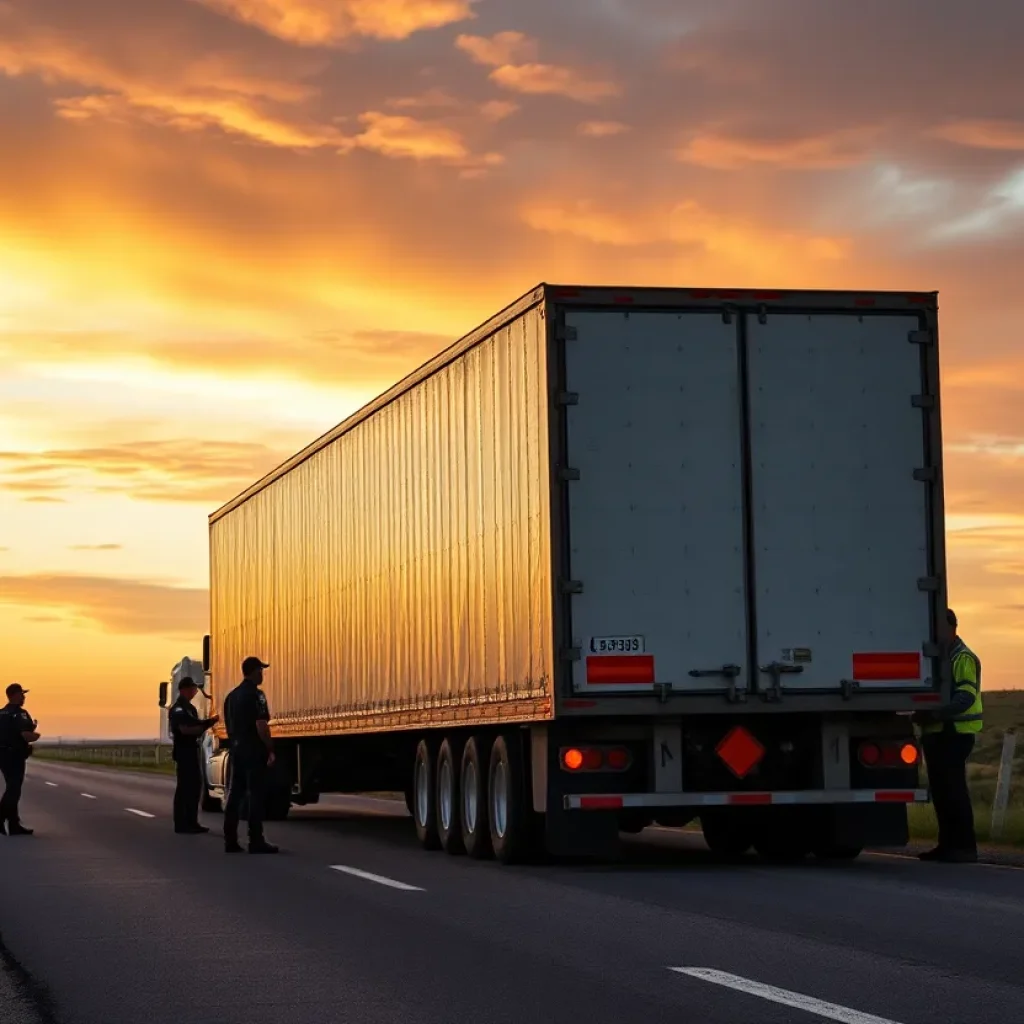 U.S. Border Patrol agents inspecting a tractor-trailer for illegal substances during a major drug bust in Murrieta.