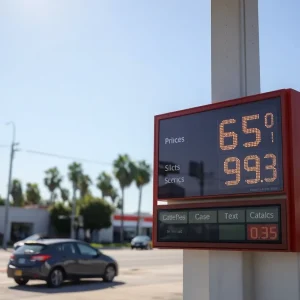Gas station in Los Angeles showing high gas prices