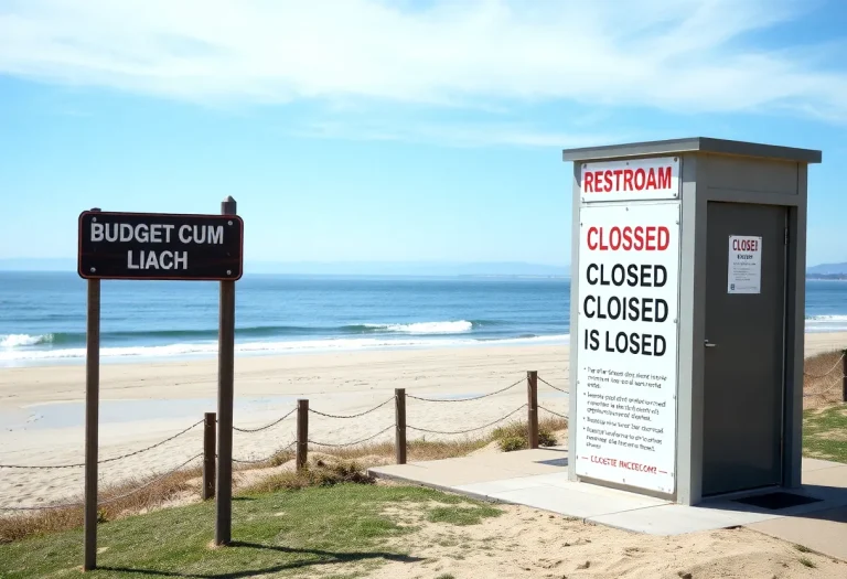 Closed restrooms at a San Diego beach