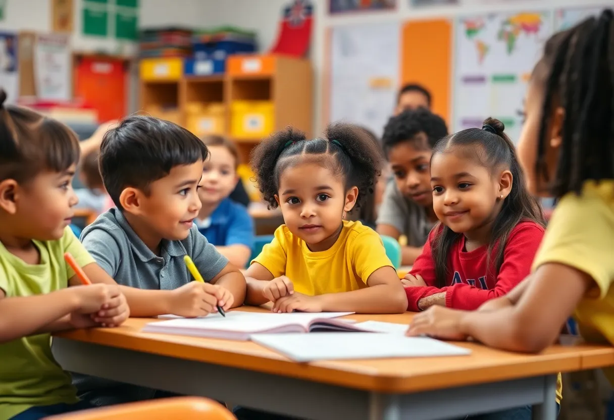 Engaged students in a classroom at a distinguished elementary school in San Diego.