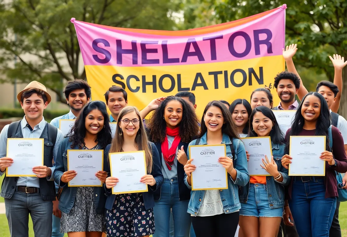 Students celebrating scholarship awards in San Diego