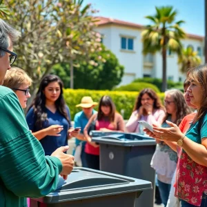 Community members discussing trash fee updates in San Diego.