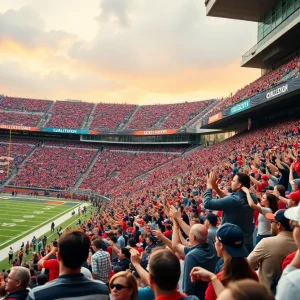 Fans cheering at a San Diego State football game