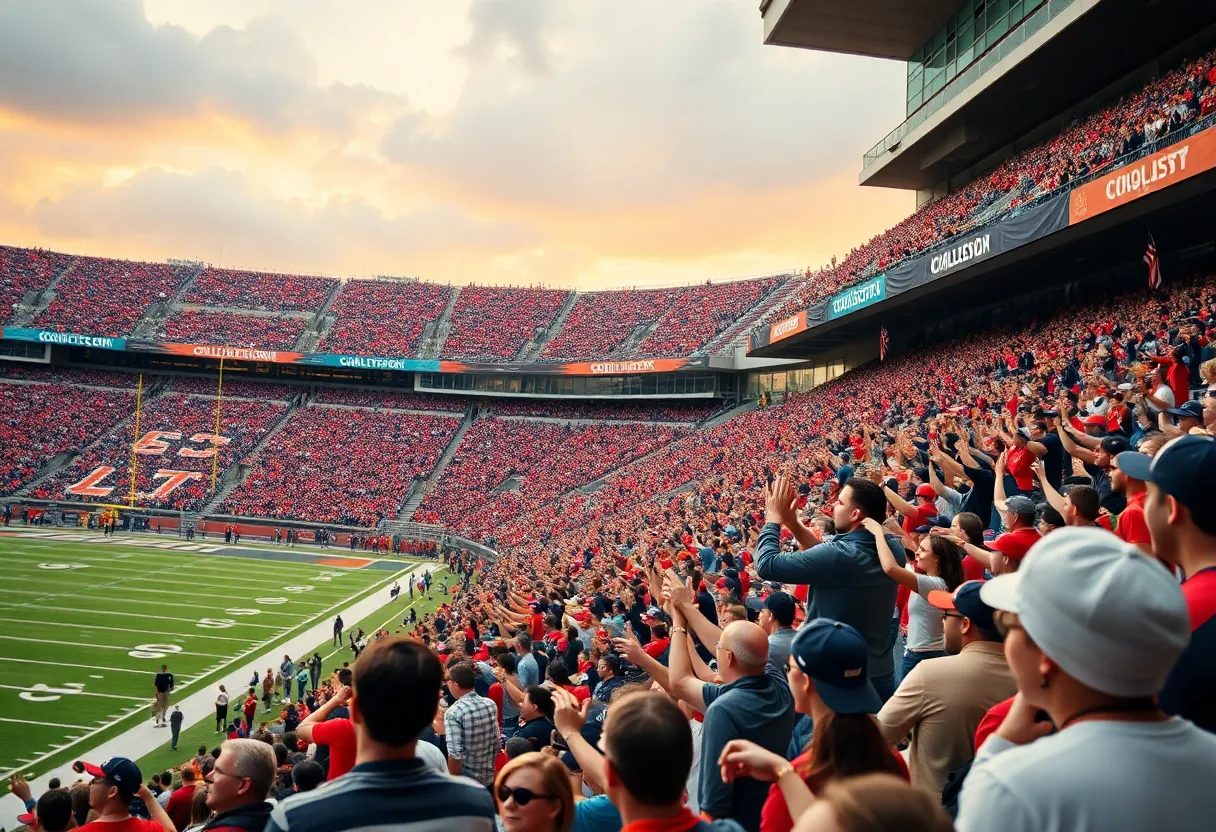 Fans cheering at a San Diego State football game