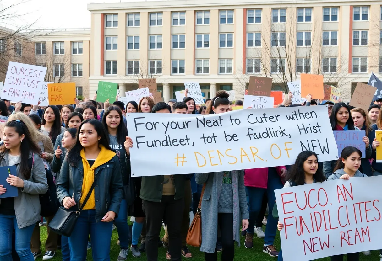 Students rallying against budget cuts at UC San Diego
