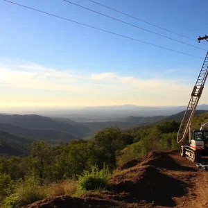 Construction site for underground power line installation in a scenic area of Altadena and Malibu.