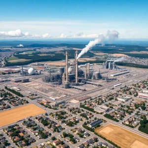 Aerial view of Valero refinery in Benicia, California