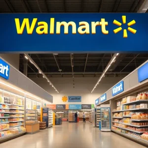 Renovated Walmart store showcasing new interior design and product displays.