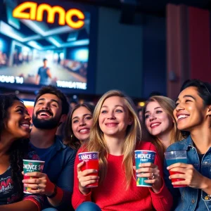 Friends enjoying a movie at AMC Theatres in San Diego