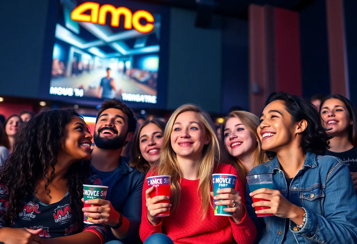 Friends enjoying a movie at AMC Theatres in San Diego