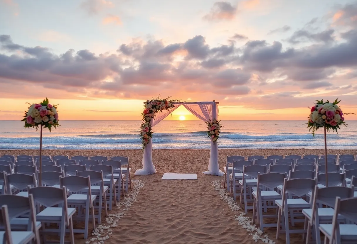 A beautiful beachside wedding venue in San Diego during sunset