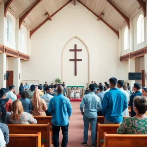 Church community gathering celebrating Bishop appointment