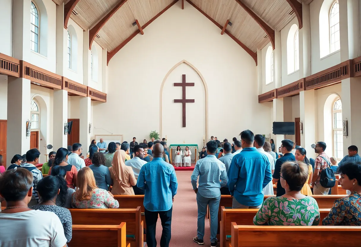 Church community gathering celebrating Bishop appointment