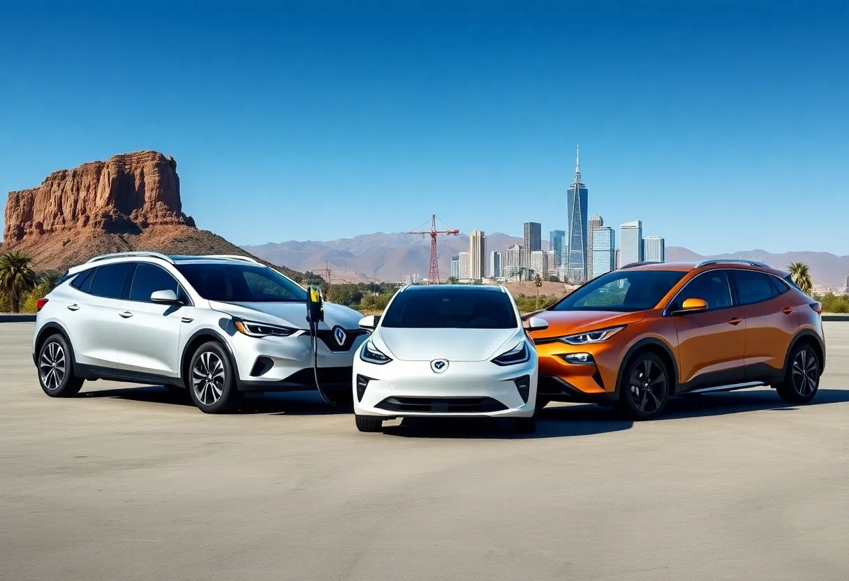 A visual contrast between gasoline-powered and electric vehicles in California.