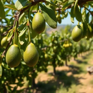 Vibrant California avocado orchard with ripe avocados