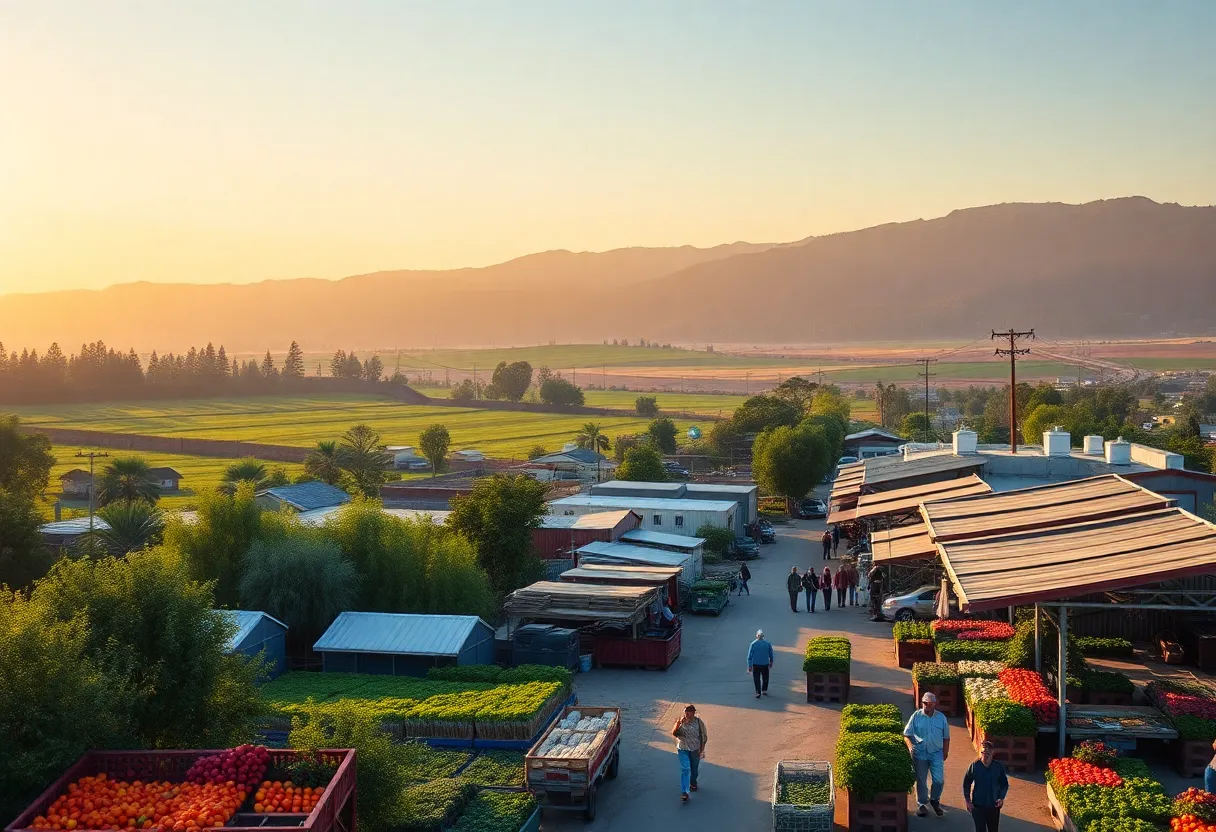 California landscape representing agriculture and trade
