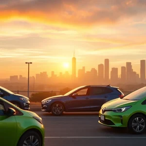 Illustration of electric vehicles in California