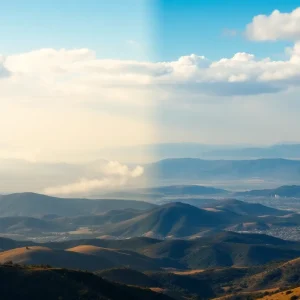 Scenic view showing the impact of emissions on California's air quality.