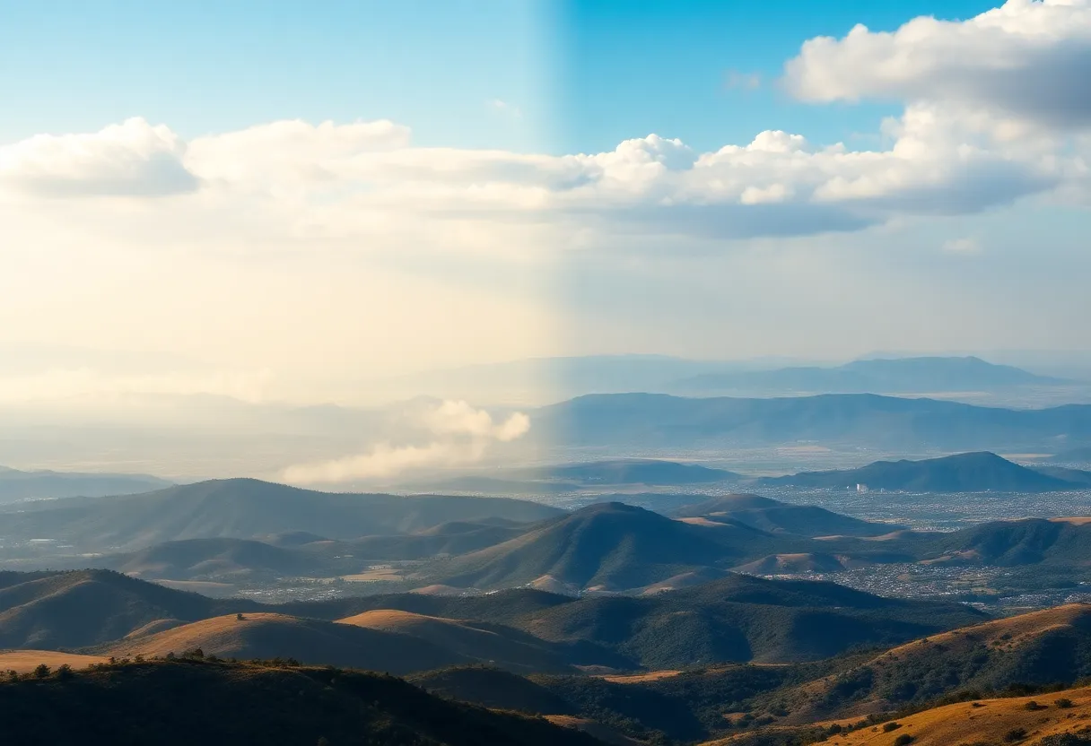 Scenic view showing the impact of emissions on California's air quality.