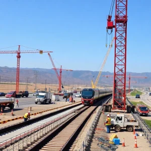 Construction workers on the California high-speed rail project