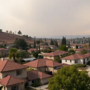 California neighborhood showing wildfire impact